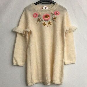 NWT Louise Misha Paris Girls Cotton Embroidered Sweater Dress Size 6 Ivory